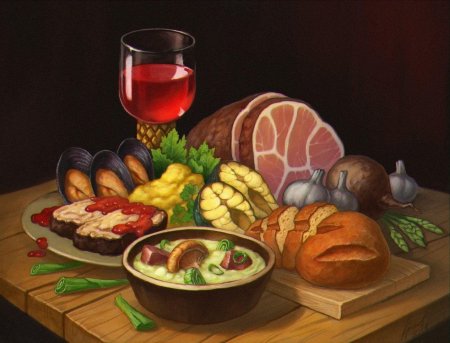 Стол с едой