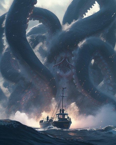 Кракен атакует корабль