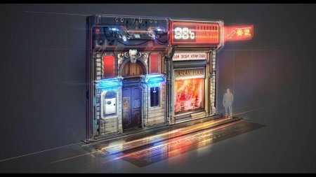 Здания в стиле киберпанк