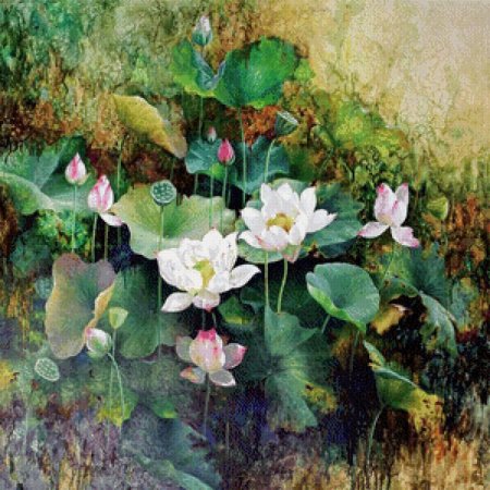 Лотос живопись маслом wu furong