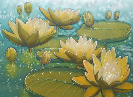 Озеро пастель кувшинки лотос