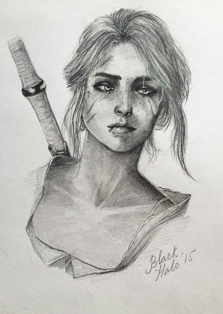 Цири ведьмак карандашом