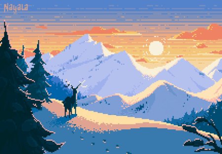 Горы pixel art