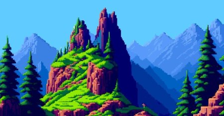 Горы пиксель арт