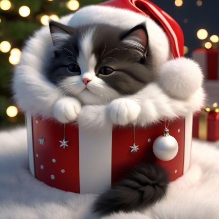 Милые новогодние котики