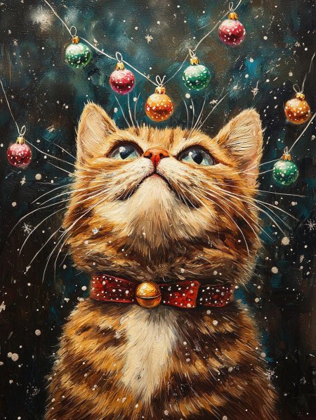 Новогодний кот в живописи