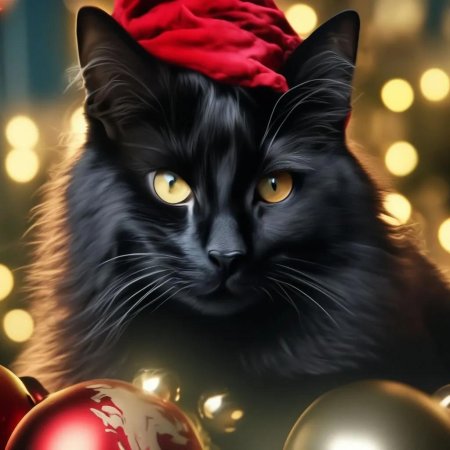 Новогодний черный кот