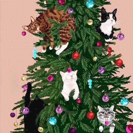 Кот на елке