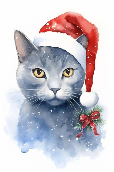 Новогодние рисунки котиков