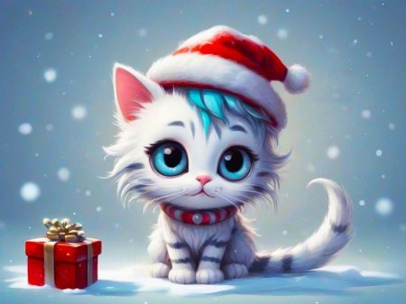 Новогодний кот арт