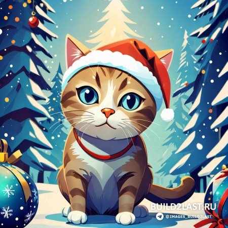 Новогодние котики рисунок