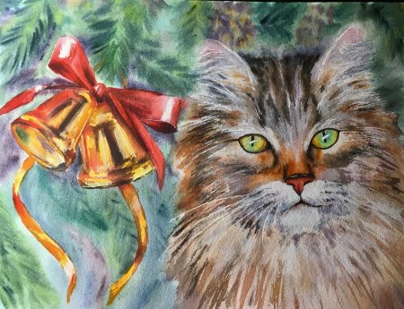 Новогодние котики рисунки