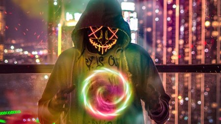 Неоновые маски с дымом