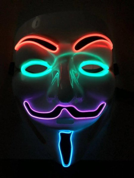 Неоновая маска анонимуса