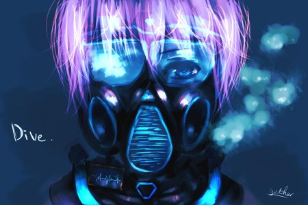 Аниме парень в противогазе