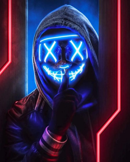 Неоновая маска анонимуса судная ночь