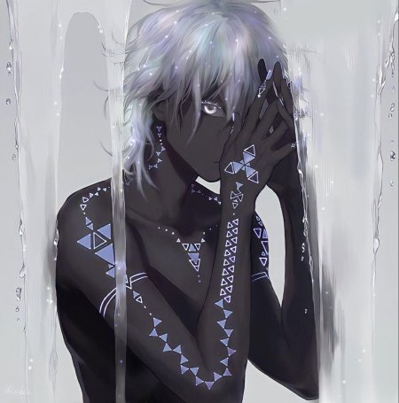 Аниме парень с белыми волосами