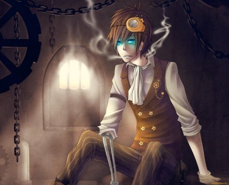 Стимпанк аниме арт парень