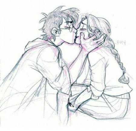 Гарри поттер и джинни поцелуй в губы аниме