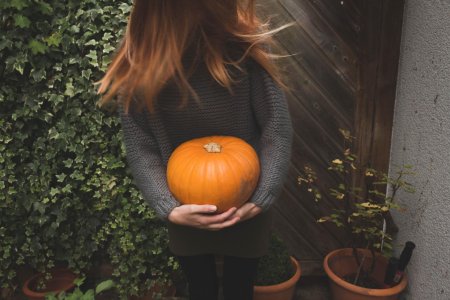 Красивая девушка с тыквой