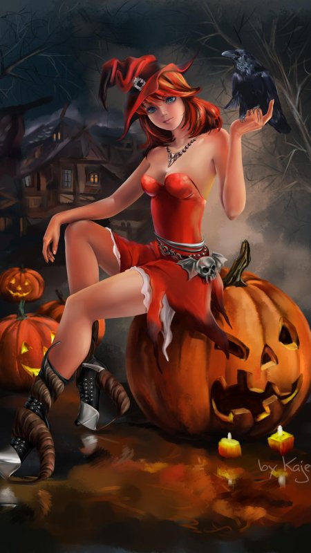 Ведьмочка хэллоуин арт