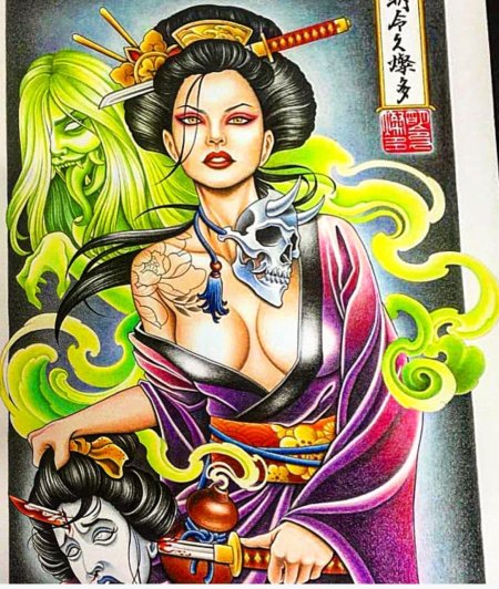 Эскиз тату япония