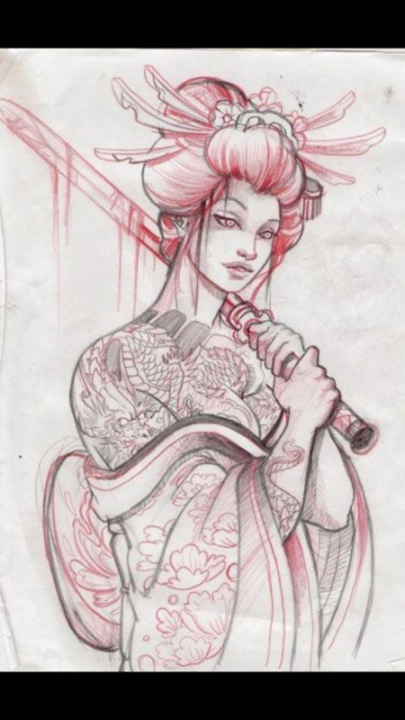 Эскизы тату япония гейша