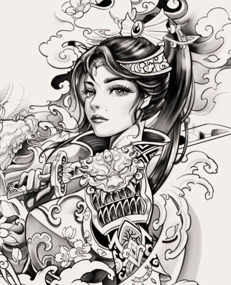 Гейша тату эскиз