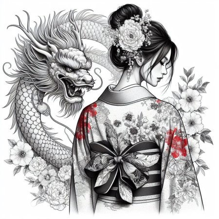 Эскизы тату япония гейша