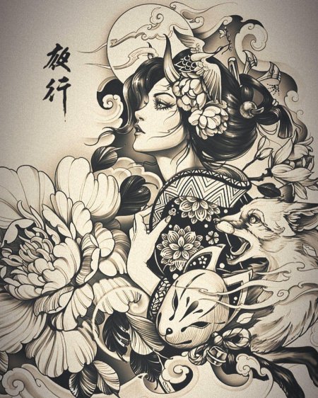 Японский стиль тату эскизы