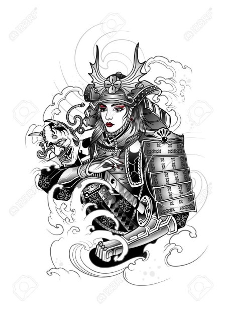 Женщина самурай тату эскизы