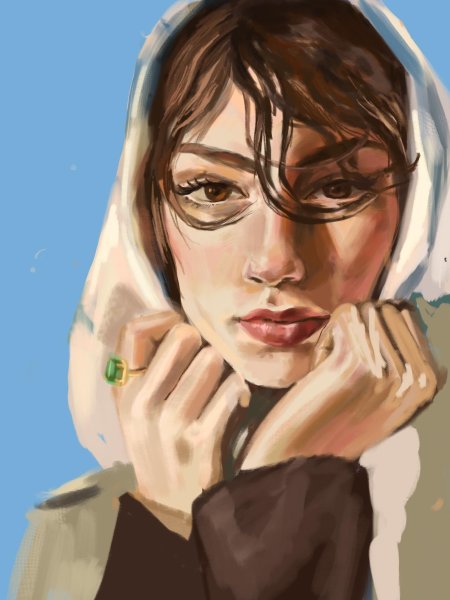 Девушка в платке рисунок