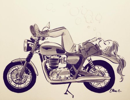 Девушка на мотоцикле рисунок