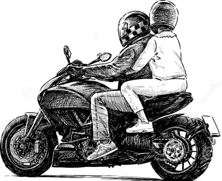 Человек на мотоцикле рисунок
