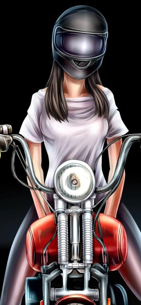 Девушка в шлеме мотоцикла
