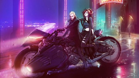 Cyberpunk art мотоцикл