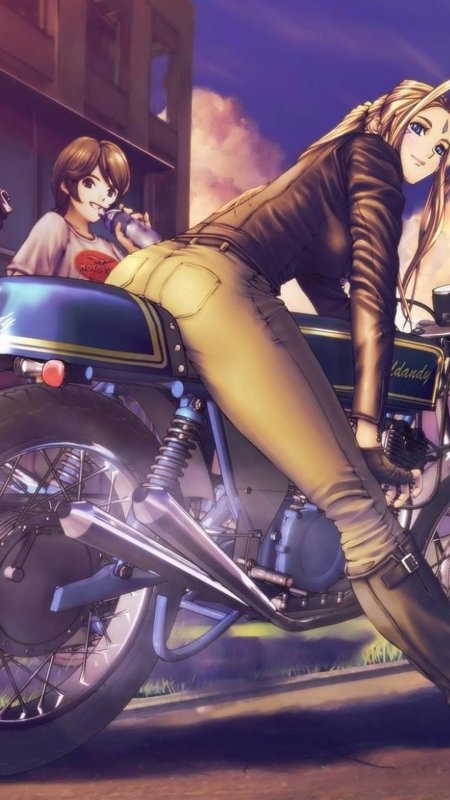 Девушка на мотоцикле аниме