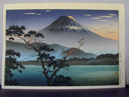 Японская гравюра гора фудзияма