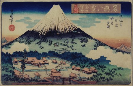 Японская гравюра гора фудзияма