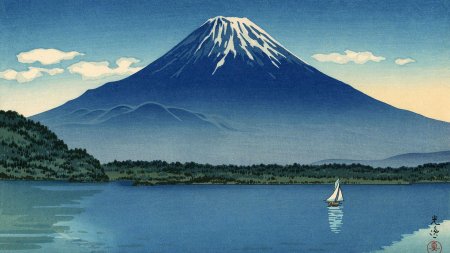 Японская гравюра гора фудзияма