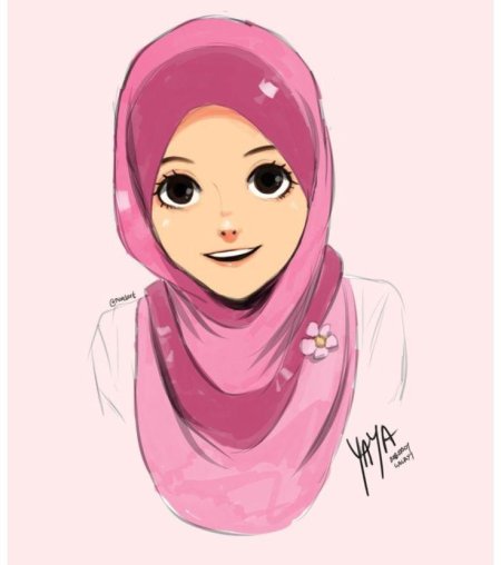 Рисунок мусульманки в профиль