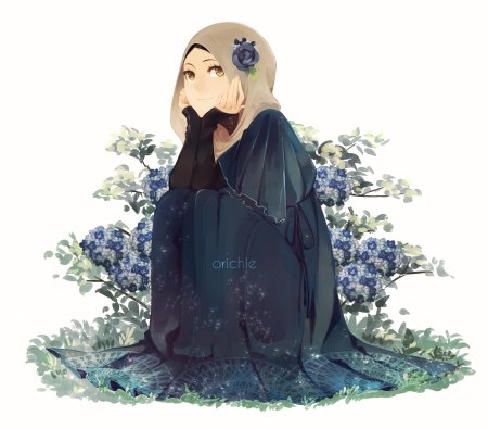 Аниме девушка в платке