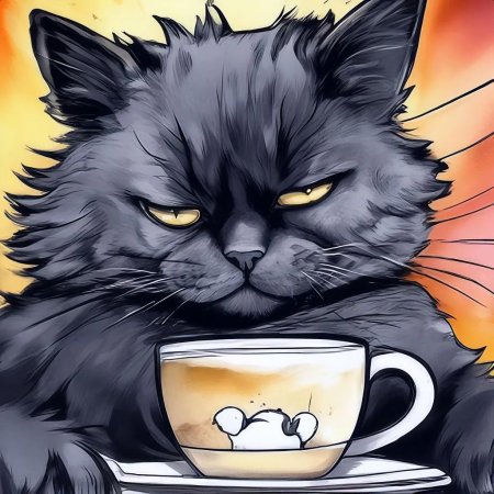 Кот с кружкой