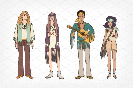 Эскиз одежды в стиле хиппи