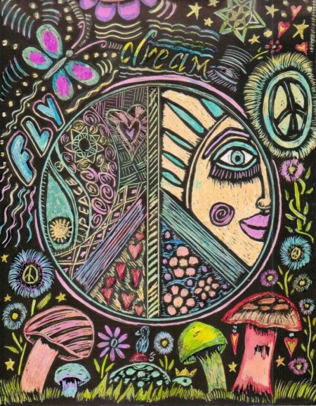 Хиппи живопись психоделика елена