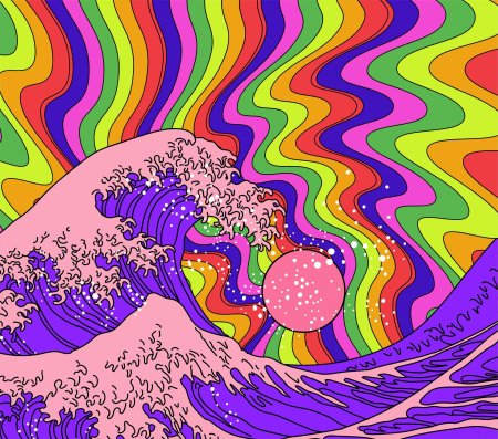 Кацусика хокусай волна ретровейв