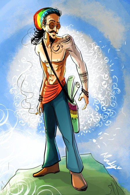 Парень хиппи арт