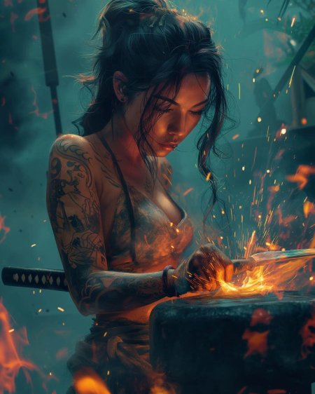 Девушка кузнец арт