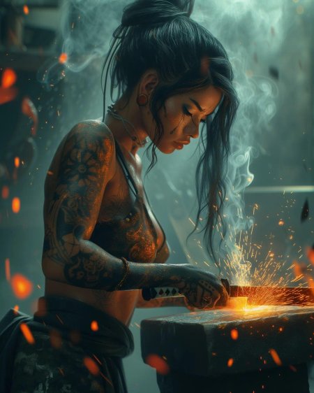 Девушка кузнец арт