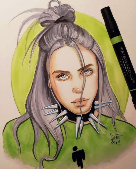 Портрет билли айлиш гуашью